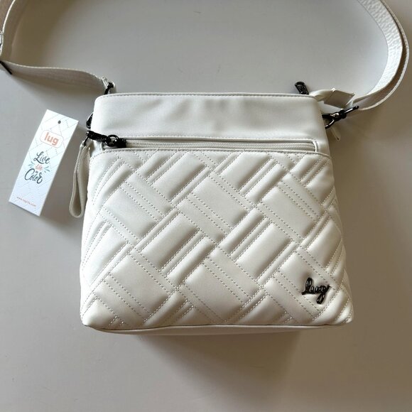 Lug Double Dip Satin Luxe VL Crossbody Bag Metallic Diamond White - Picture 5 of 11